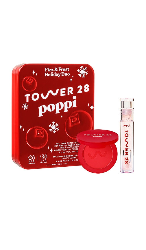 TOWER 28 x Poppi – Fizz + Frost Blush Lip Kit in Cranberry Fizz